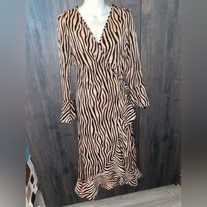 Elegant Zebra Print Wrap Dress size S